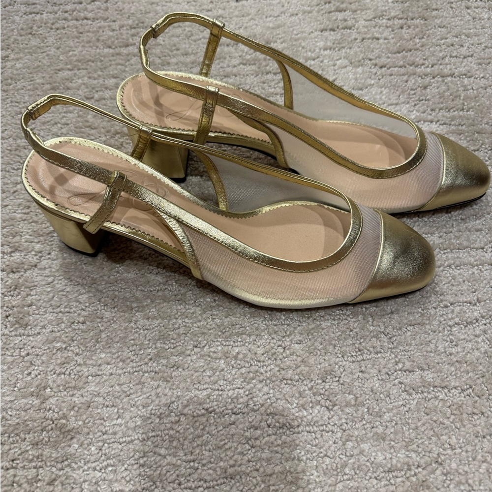 NWT J.Crew Gold Mesh Slingback 7.5
